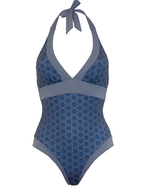 Halter Neck Swimsuit with Tummy Control - St Lucia - Jag London
